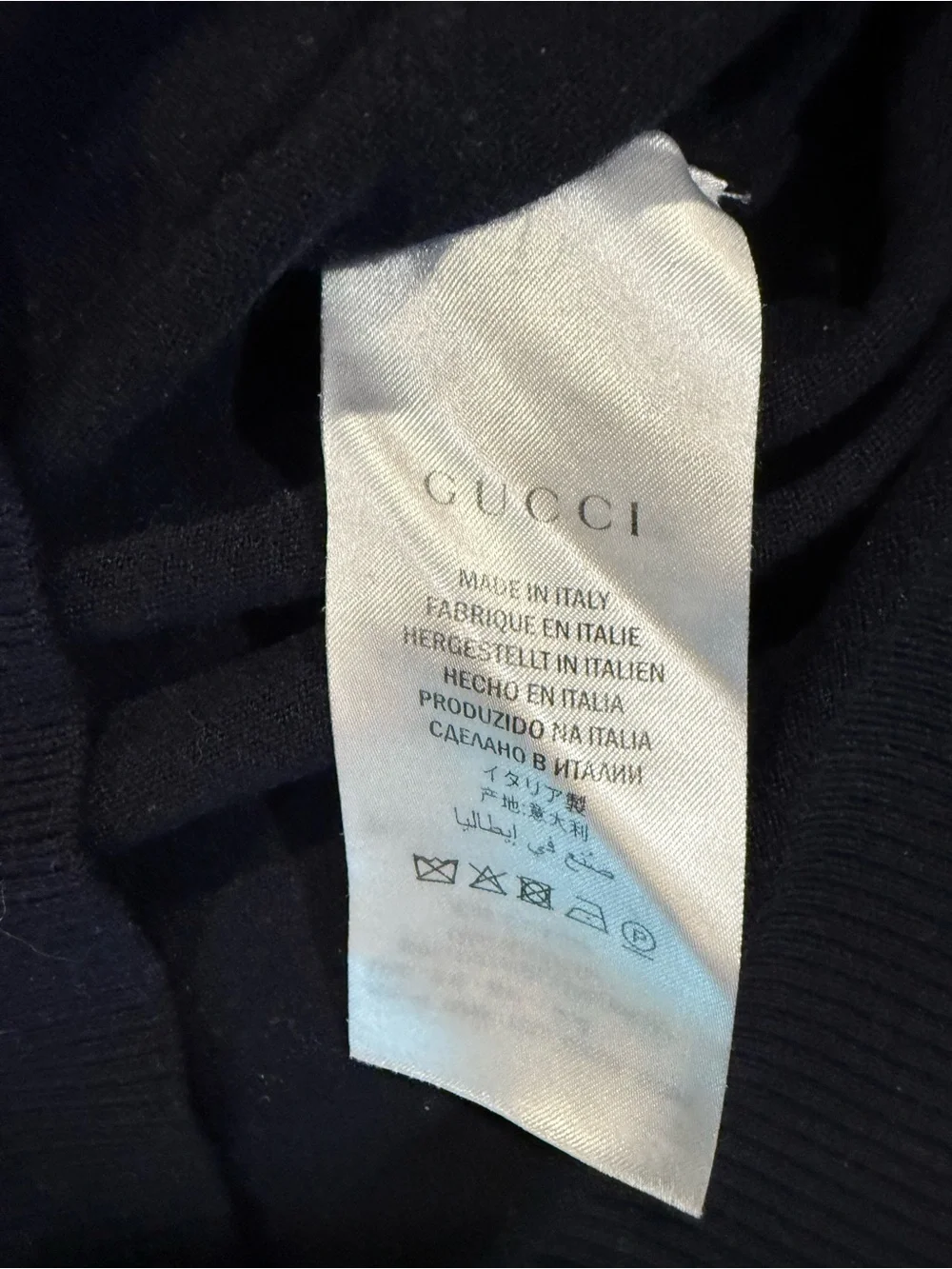 Gucci Navy Multicolor Bee Embroidered Wool Crewneck Sweater Small Italy